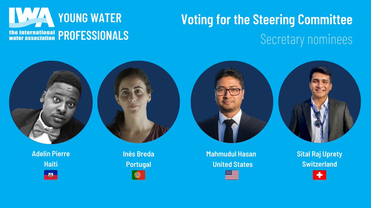 *@IWAHQ Young Water Professionals Steering Committee 2022-2024*

Voting will end on 31 May! 

Check out the candidates for secretary role and vote at iwa-network.org/news/voting-fo…

<a href="/CanadaIwa/">IWA YWP Canada</a> <a href="/ItalyYwp/">YWP Italy</a> <a href="/YWP_Benelux/">YWP Benelux</a> <a href="/YWP_Spain/">YWP Spanish Chapter</a> <a href="/EcuadorYwp/">YWP Ecuador</a> <a href="/YWPAustria/">YWPAustria</a> <a href="/YWP_Germany/">YWP Germany</a> <a href="/ywp_Nigeria/">Nigeria Young Water Professionals</a> <a href="/YWPDK/">Young Water Professionals Denmark</a>