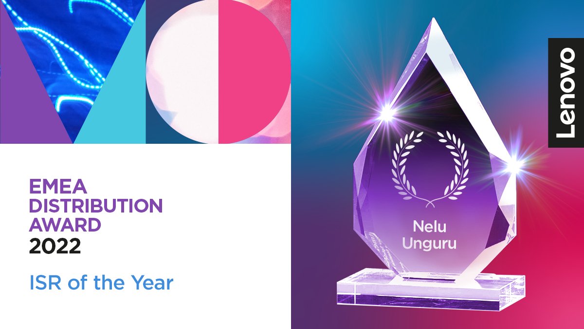 LenovoPartner's tweet photo. Lenovo ISG would like to congratulate Nelu Unguru on winning our EMEA ISR of the Year Award!
Our quarter on quarter results would not be possible without you. Thank you.
#DistributionAwards #LenovoISGEMEA https://t.co/sLrDsrW46G