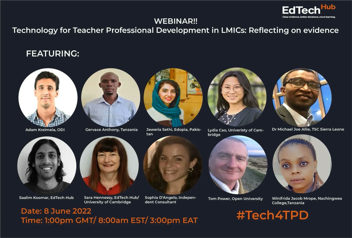 results4dev's tweet photo. On June 8, join @GlobalEdTechHub for "Technology for Teacher Professional Development in LMICs: Reflecting on Evidence" - an event that will spotlight recent publications from EdTech Hub's Teacher #ProfessionalDevelopment research team.
🗓️ https://t.co/9GrTQ12mes #Tech4TPD https://t.co/7QBp7YEj7j