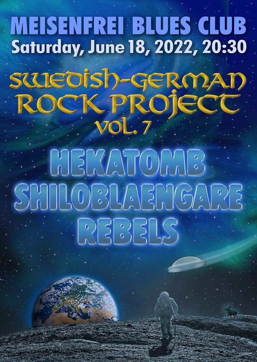 salinosdesign's tweet photo. #rockfestival #digitalart #poster #artoftheday 
#digitalpainting #salinos #shiloblaengare #meisenfrei #BluesClub #Bremen
Just created: Poster for this year's rock festival "Swedish German Rock Project" after 2 years of Corona forced break: https://t.co/utqQzDo3Vp
