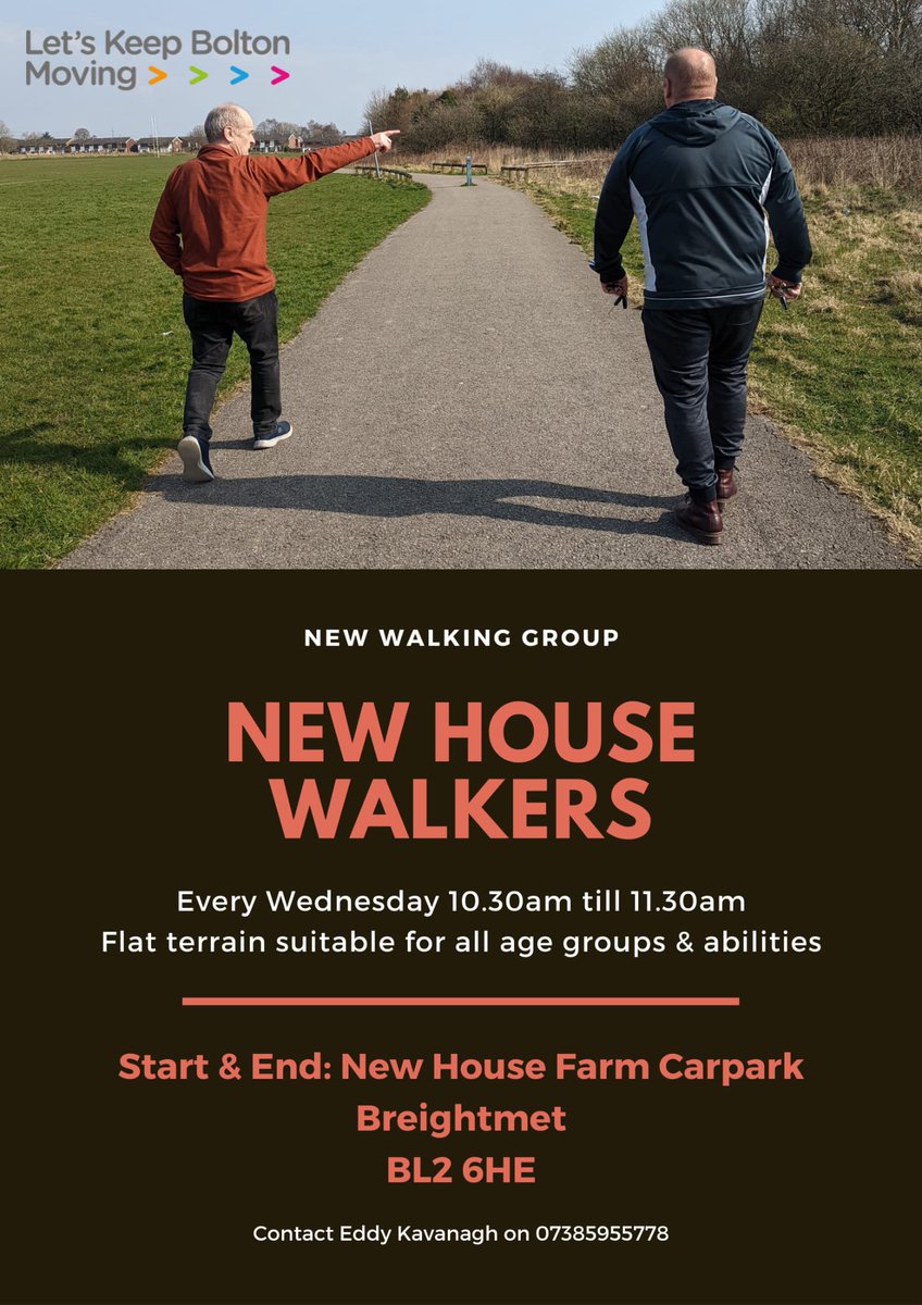 eddykavanagh1's tweet photo. The New House walkers are meeting again in the morning at 10.30am. New members always welcome. See you there. 🚶‍♂️🚶‍♀️🚶🚶‍♂️🚶‍♀️🚶
@PH_Bolton @GMWalkingFest @Boltonparkrun
@GmWalks https://t.co/g47UAe6fxY