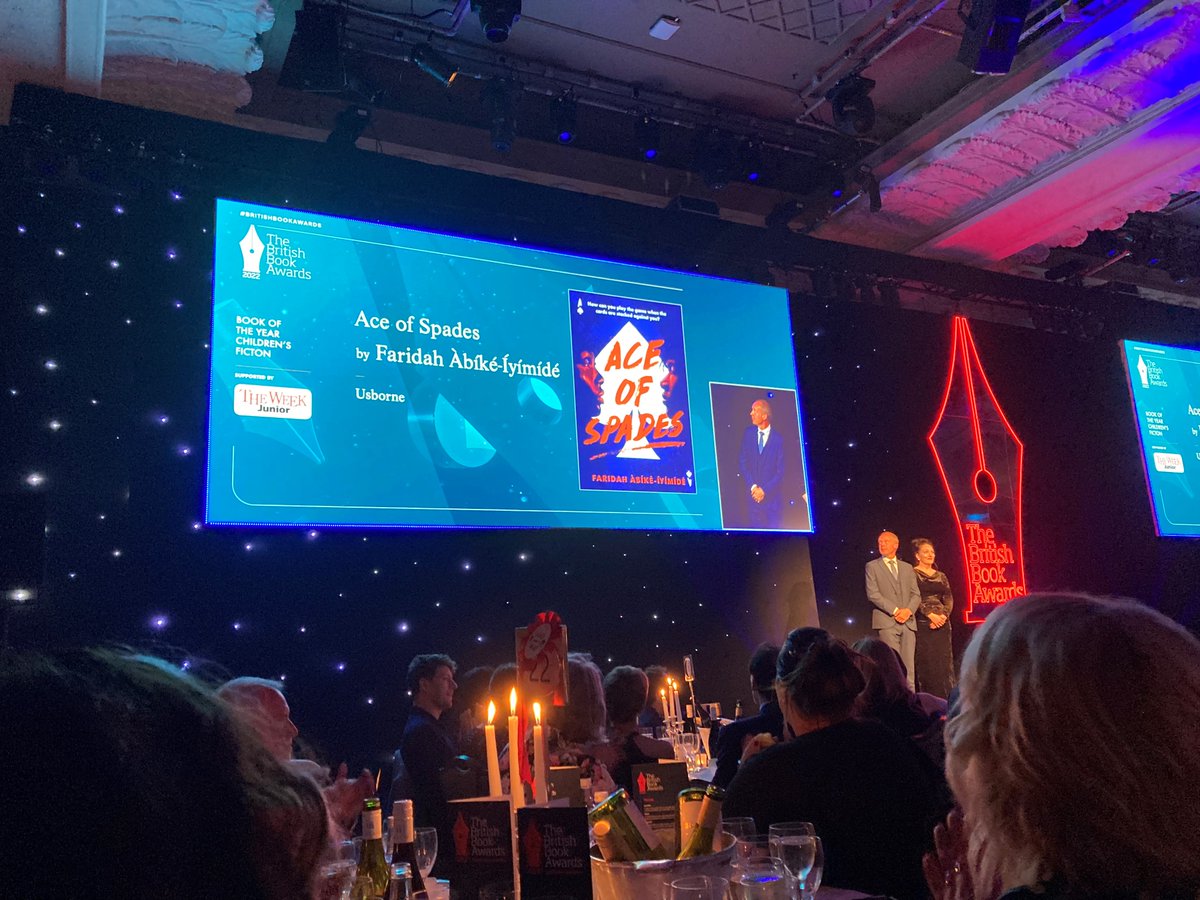 So very proud to have been at the #Nibbies celebrating @faridahlikestea and #AceofSpades's shortlisting for Children's Fiction Book of the Year! What a year this book has had. Huge congratulations, Faridah. And cheers to so many wonderful shortlisted and winning people and books!