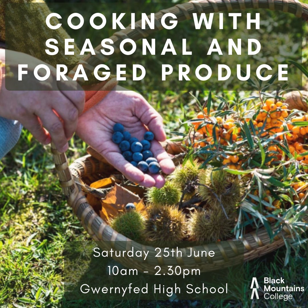 Learn to cook with foraged and seasonal produce at our next short course on Saturday 25th June at Gwernyfed High School!

Book your spot here: eventbrite.co.uk/e/cooking-with…

*free for Powys residents or pay what you can*