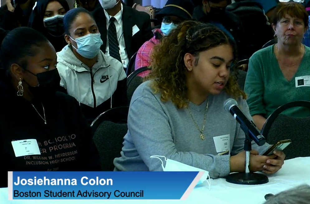 BEJA (@bostonedjustice) on Twitter photo BESE says we need student centered solutions so let's listen to our students! <a href="/josiehannaa/">josiehanna</a> from <a href="/BSACbuzz/">Boston Student Advisory Council</a> "I am angry that time and time again we choose a test score over the wellbeing of our children" #OurCityOurSchools
#bospoli #maedu BESE says we need student centered solutions so let's listen to our students! <a href="/josiehannaa/">josiehanna</a> from <a href="/BSACbuzz/">Boston Student Advisory Council</a> "I am angry that time and time again we choose a test score over the wellbeing of our children" #OurCityOurSchools
#bospoli #maedu