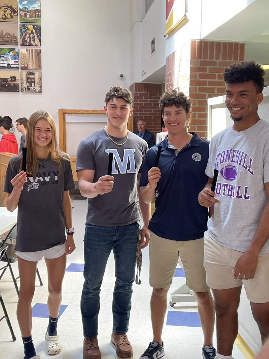 TATrojanSports's tweet photo. Congratulations to our athletes who are going to play Division 1 sports at the next level! 

Cody Ruff: Stonehill College
Mia-Claire Kezal: Naval Academy
Jack Emerson: UMaine Orono
Cody Bowker: Georgetown University https://t.co/aUafbYDR2N