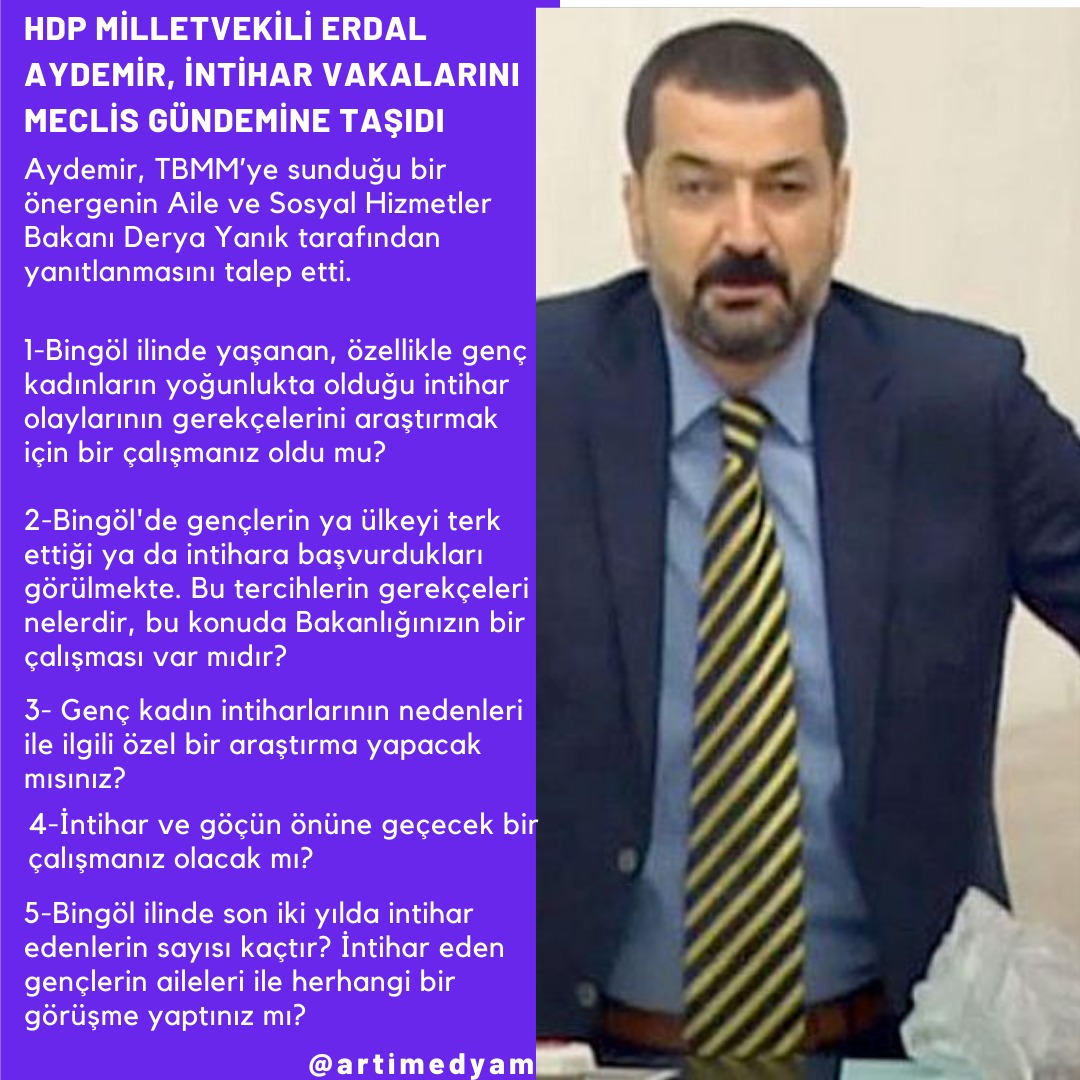 Daha önce defalarca meclis gündemine taşıyıp; konunun siyaset üstü, yaşamsal bir durum olduğunu ifade ettiğimiz Bingöl İlinde yaşanan intihar olaylarını bir kez daha Meclis Gündemine taşıdık...