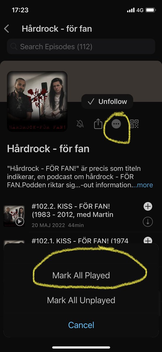 Mark all podcasts as played