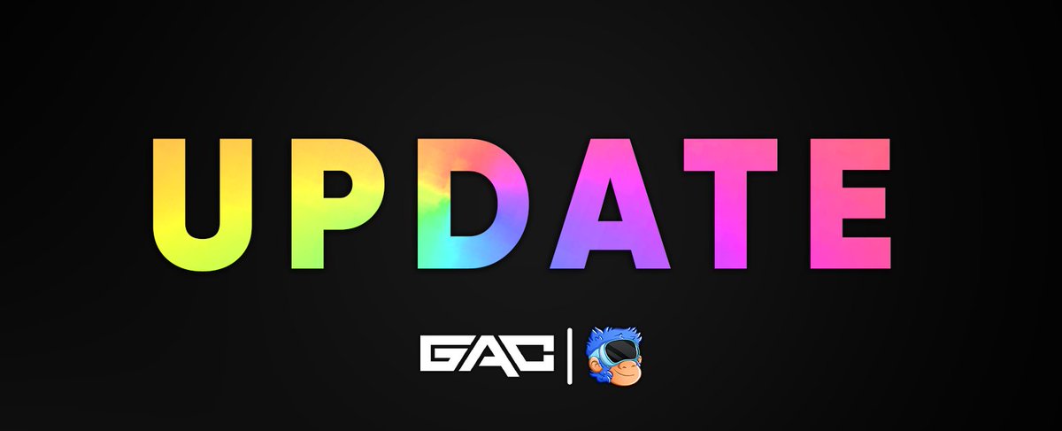 GamingApeClub's tweet photo. Update 5/24 ⚙️

We will be releasing frequent updates to maintain consistency and transparency with the GAC community. 

Staking 🔒
GACland 🌆
GAC Pass 🎫
Discord Improvements ✅
And more! 

Read here: https://t.co/VqsxoMR8OT https://t.co/O9STiA0MUJ
