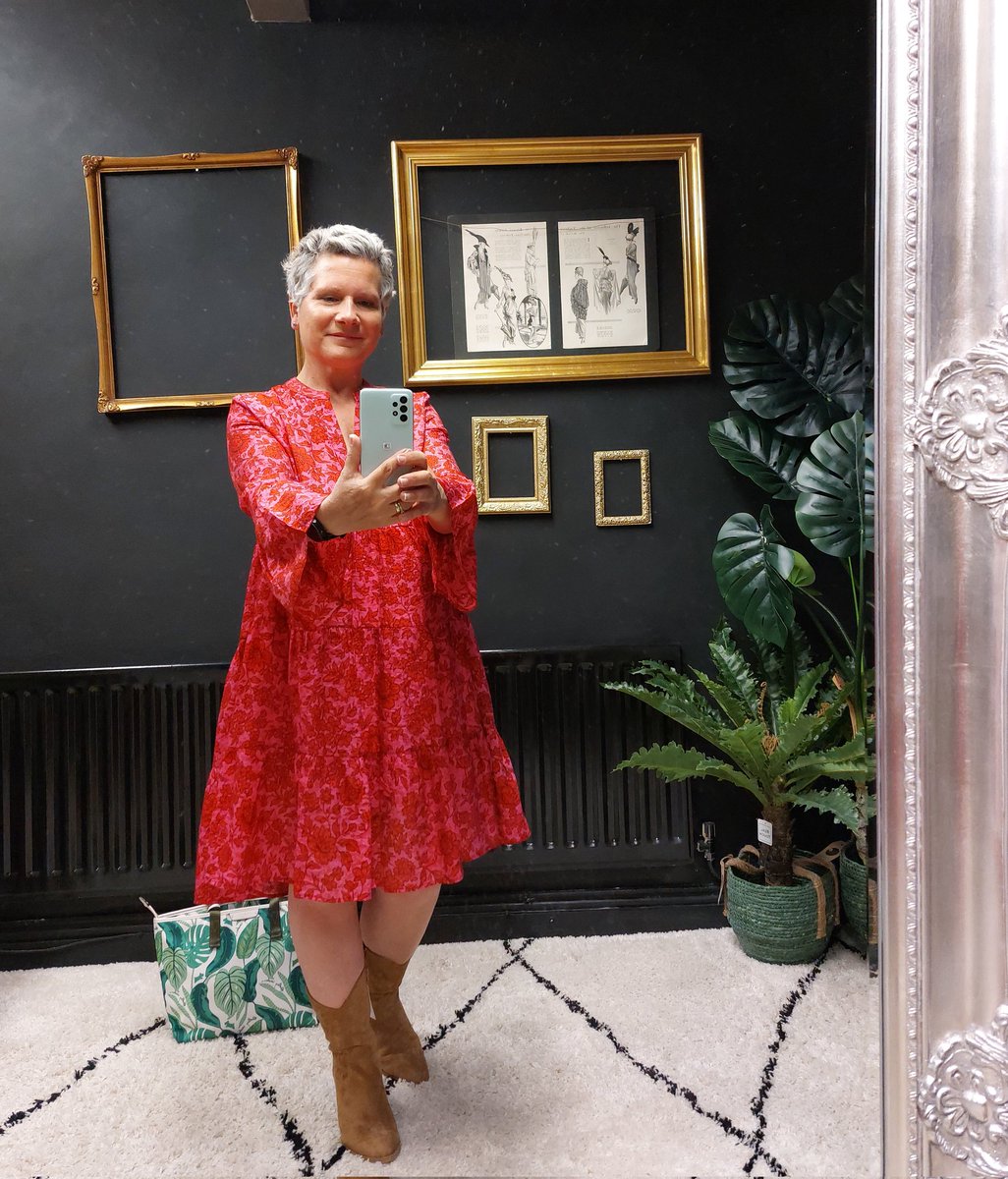 I've had a lovely afternoon trying out some new colours and styles at Boris &amp; Barbara. My fave is the pink dress and cowboy boots 👢 ❤️💕