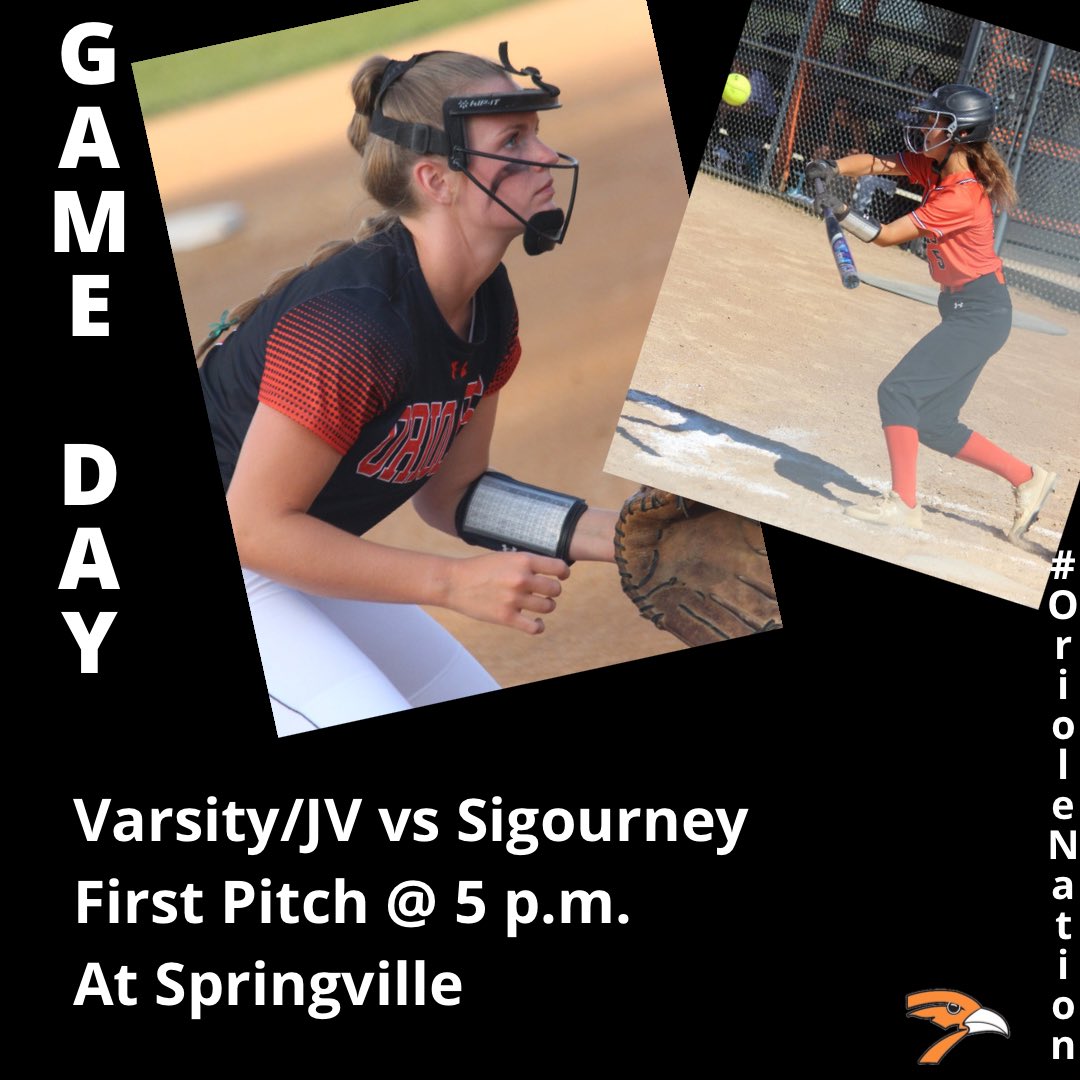 Springville Softball back in action tonight! Varsity 1st with JV to follow 

🥎 Varsity/JV
🆚 #7 Sigourney
⏰ 5 p.m. First Pitch, Varsity First
📍 Binley Field, Springville
💻 team1prep.com/ia/?B=392895

#ThinkBigBelieve #OrioleNation <a href="/SoftballOriole/">OrioleSoftball</a>