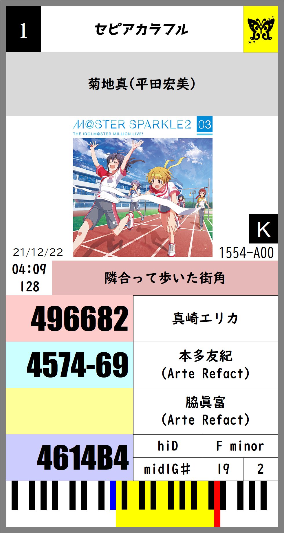 アイドルマスター楽曲しばりカラオケbot セピアカラフル 菊地真 平田宏美 Joysound 配信開始 Joy 4966 発売から161日目 T Co Pne0biisuh Joysound 最新配信曲 T Co E9jwbrvi48 Twitter