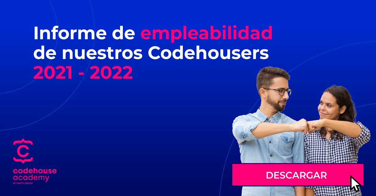 CodeHouseLearn's tweet photo. ¿Conoces nuestro informe anual de #empleabilidad?💼 🤝
Tras recoger los índices de empleabilidad de nuestros #CodeHousers, hemos obtenido un resultado anual y un reto a superar de 96% de empleabilidad etras haber finalizado el #Bootcamp
Descárgatelo 👇
https://t.co/9SfDmIhlGn https://t.co/8YJ0XagDIT