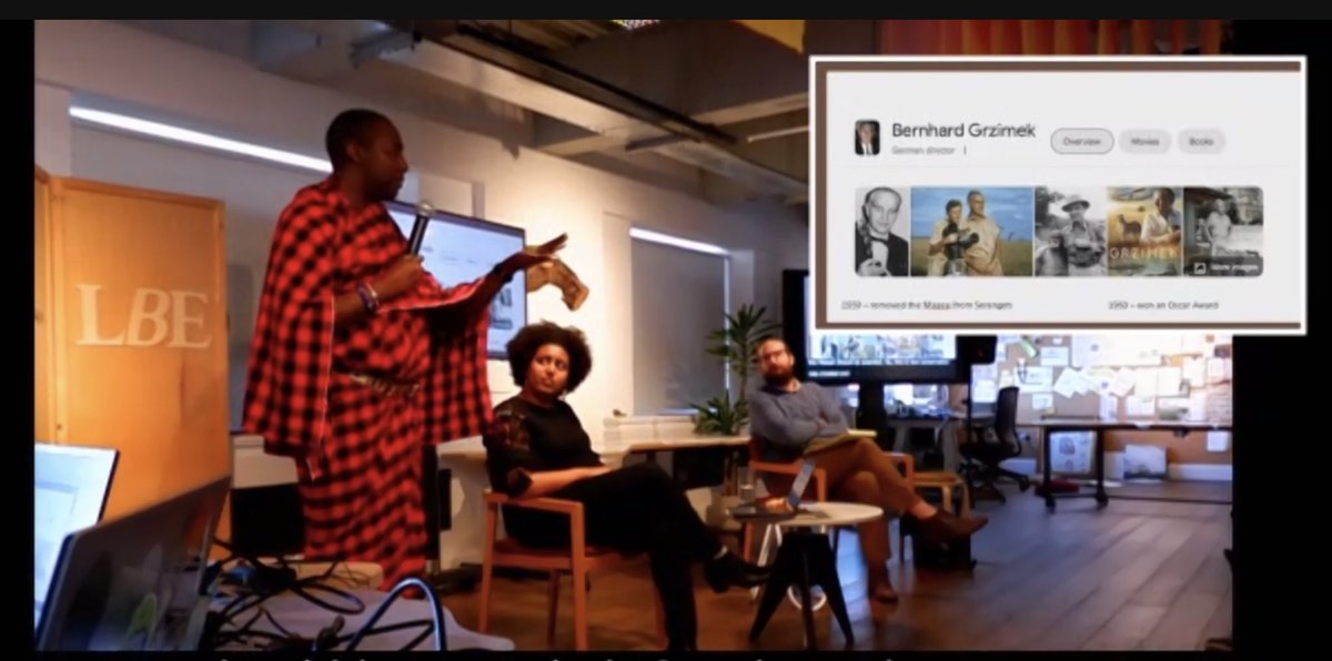 RLabianco's tweet photo. At “Understanding the Traumas of Fortress Conservation” Yannick Ndoinyo (@ndoinyo) explains how the law, cultural narratives, conservation policies, militarism, & abuses of power harmed the Maasai people & labelled them as “bad guys” in Serengeti @LBecologies #LBexchange https://t.co/PsxrnzWaTP