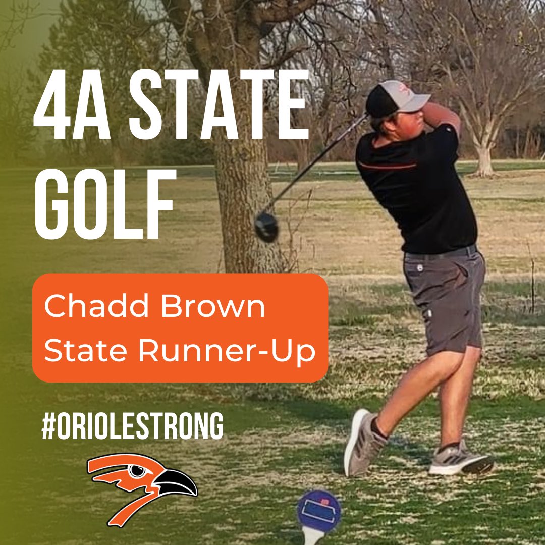 4A State Golf Update: Due to unplayable course conditions, day two of the State Golf Tournament has been canceled. The championship reverts back to the first 18 hole scores for final. Chadd Brown finishes as the 4A State Runner-Up! #oriolestrong #oriolepride