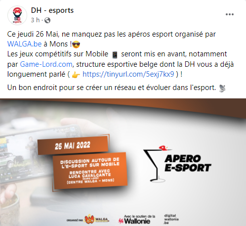 Encore une occasion de se rencontrer et discuter E-Sport, une organisation <a href="/WALGAbe/">WALGA</a>  @ActiVitE_eSport , merci à <a href="/LanArea5/">Lan-Area.be</a> et <a href="/esports_dh/">DH esports</a> pour le relais de communication facebook.com/EsportsDH/post…