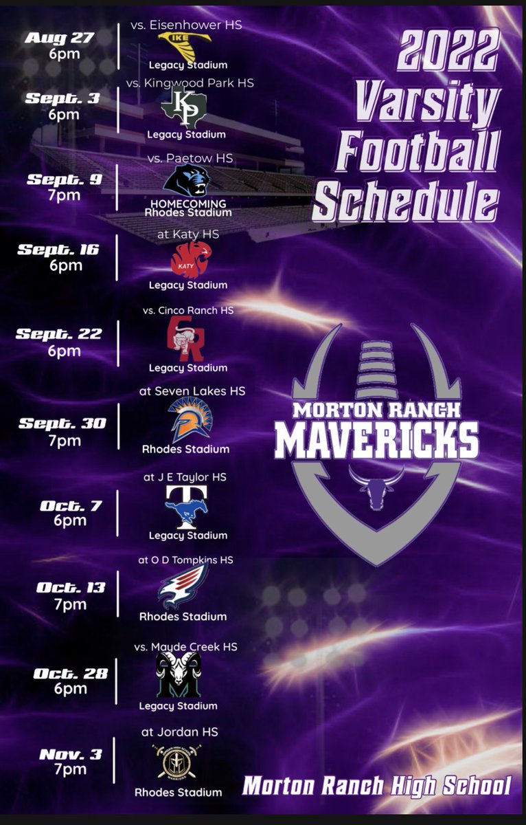 2022 Morton Ranch Football Varsity Football Schedule!!