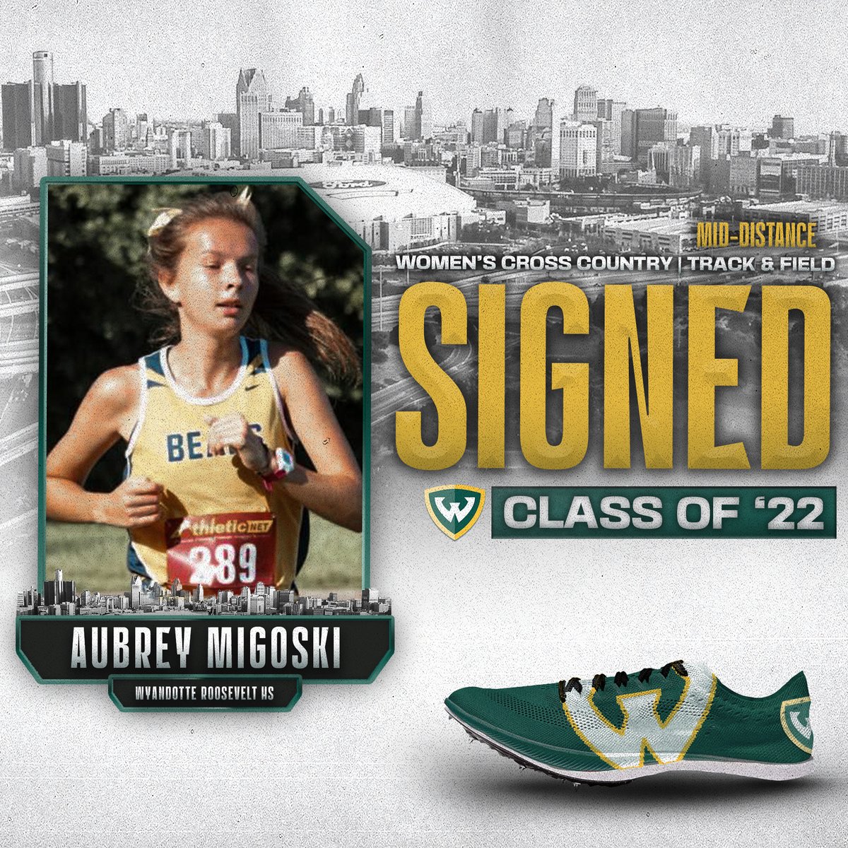 WayneStateTFCC's tweet photo. Welcome to Wayne!

Aubrey Migoski - Wyandotte Roosevelt High School

Class of 22 - Mid-Distance/Cross Country

@wpsrhs

#Preview22 #GR22NSpeed #WarriorStrong https://t.co/15KmCtjadA