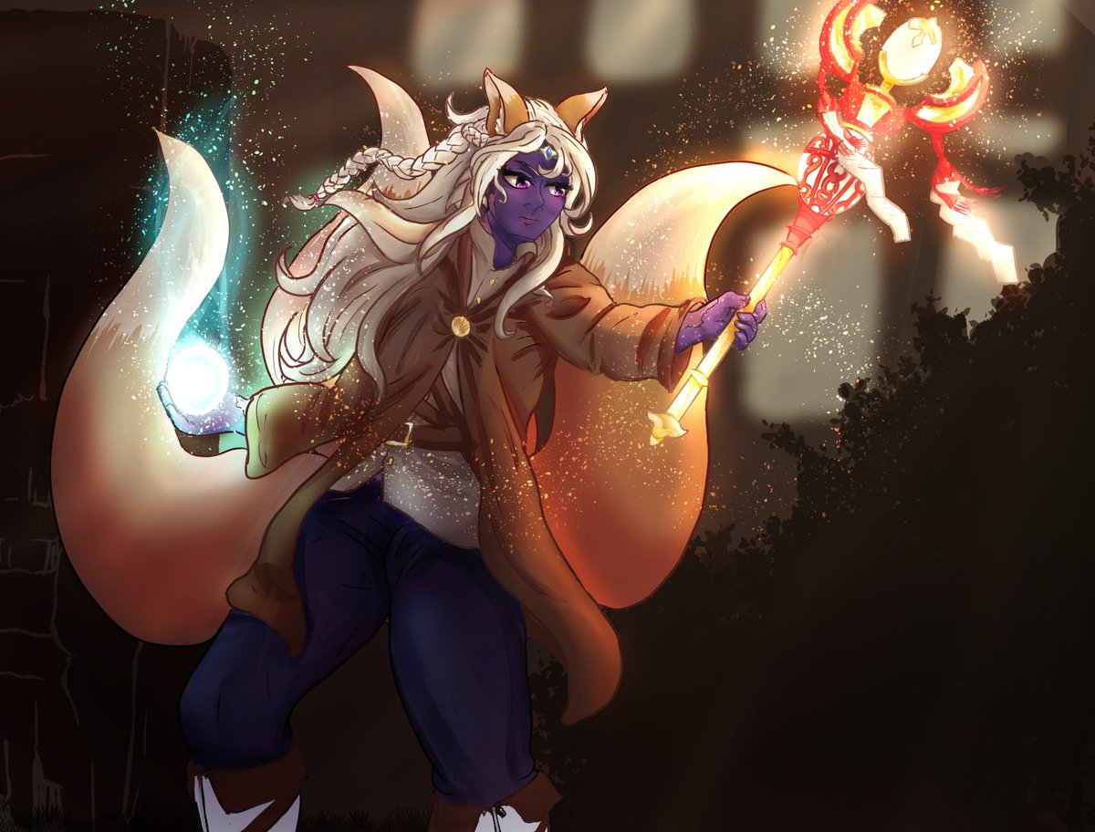 jboglisch's tweet photo. This is Xiskiro, my Celestial warlock who is part drow part kitsune (Fey). He's such a fun character to play!
So, yeah, had a lot of fun drawing this particular picture. #originalcharacter #digitalart #dndcharacter #celestialwarlock https://t.co/xYE0bwBvgI