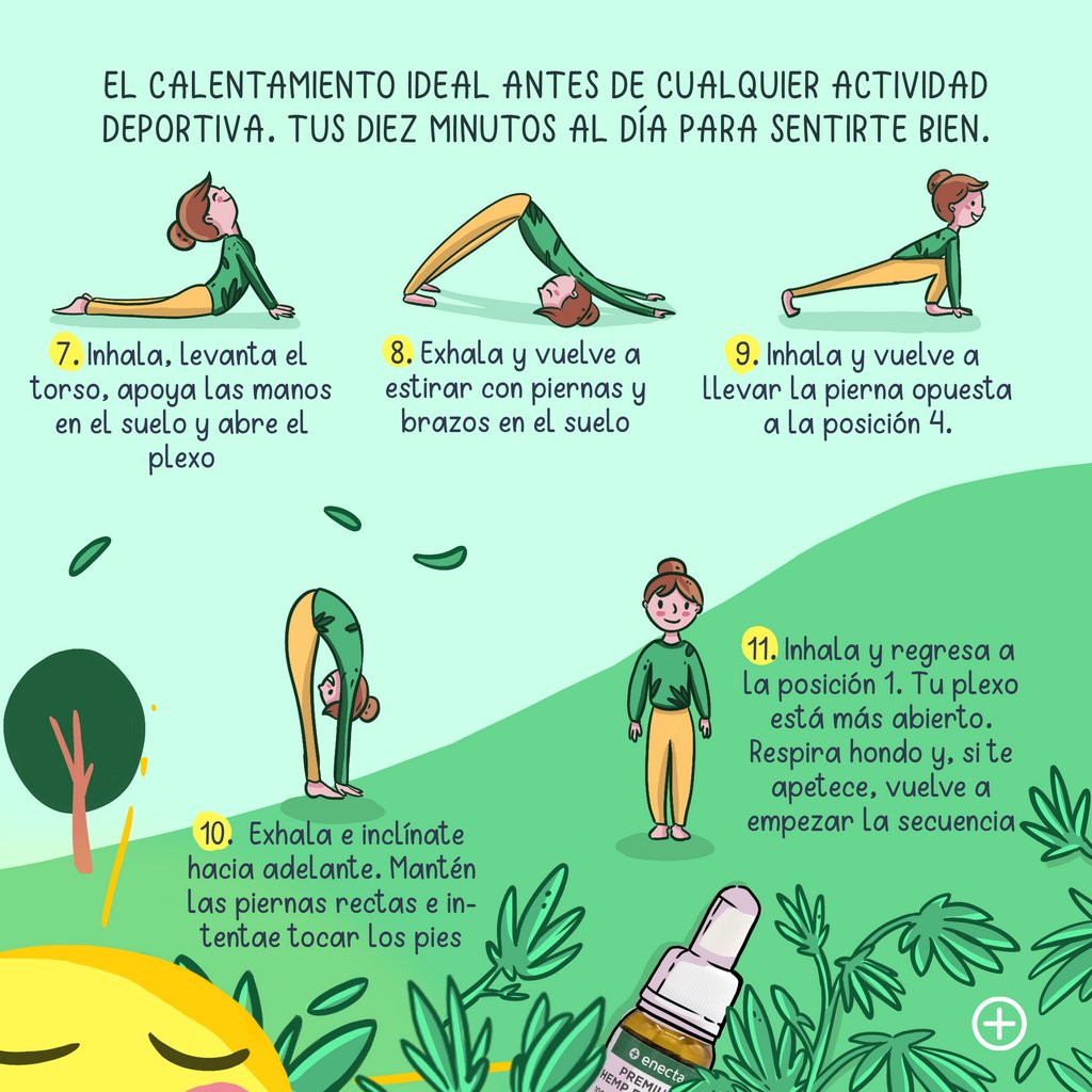 🧘🏻‍♀️ Yoga &amp; CBD: la combinación perfecta 🌿 El #CBD apoya y promueve la sensación de #relajación y la capacidad de #concentración para la disciplina del #yoga, que trabaja #mente y #cuerpo. Hoy te proponemos el saludo al sol 🌞

#enecta #relax #bienestar #nostress