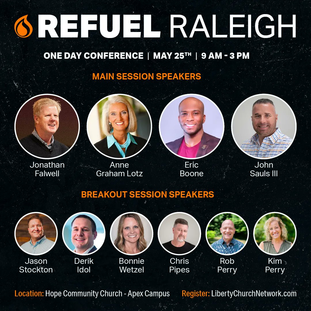 LibertyCNetwork's tweet image. It's almost here! This STACKED slate is coming to #RefuelOneDay w #LCNRaleighNC, #LCNClaytonNC, #LCNBroadwayNC, &amp;amp; #LCNWinstonSalemNC TMRW! There's still time to register for this FREE event. Just go to refuel.org

@refuelorg #Refuel2022 #MakeDisciplesWhoMakeDisciples