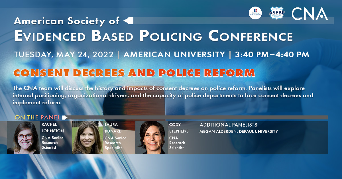 CNA_org's tweet photo. CNA is gearing up to talk about #ConsentDecrees during the @EBpolicing Conference @AmericanU. Learn more about our work here: https://t.co/rBN7Seq37t #ASEBP2022 https://t.co/iT46b5CgsM