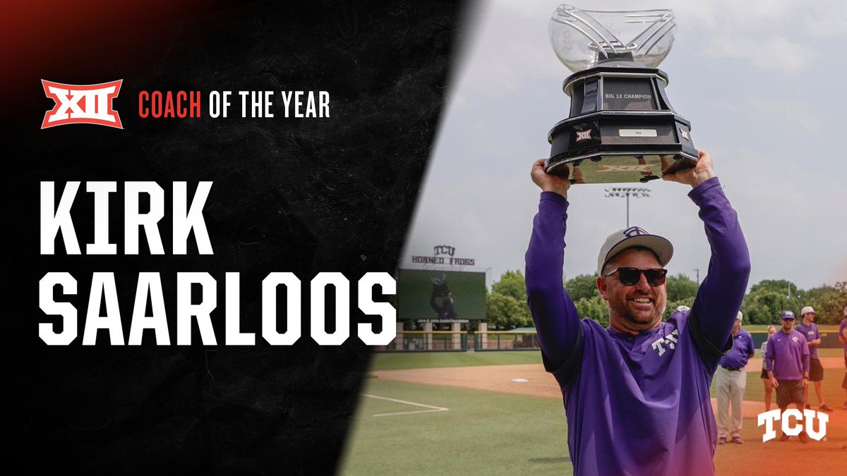 Big 12 Conference (@big12conference) on Twitter photo ⚾️ The 2022 #Big12BSB 𝐂𝐨𝐚𝐜𝐡 𝐨𝐟 𝐭𝐡𝐞 𝐘𝐞𝐚𝐫
Kirk Saarloos, <a href="/TCU_Baseball/">TCU Baseball</a>
📰 big12.us/3ySlIOA ⚾️ The 2022 #Big12BSB 𝐂𝐨𝐚𝐜𝐡 𝐨𝐟 𝐭𝐡𝐞 𝐘𝐞𝐚𝐫
Kirk Saarloos, <a href="/TCU_Baseball/">TCU Baseball</a>
📰 big12.us/3ySlIOA