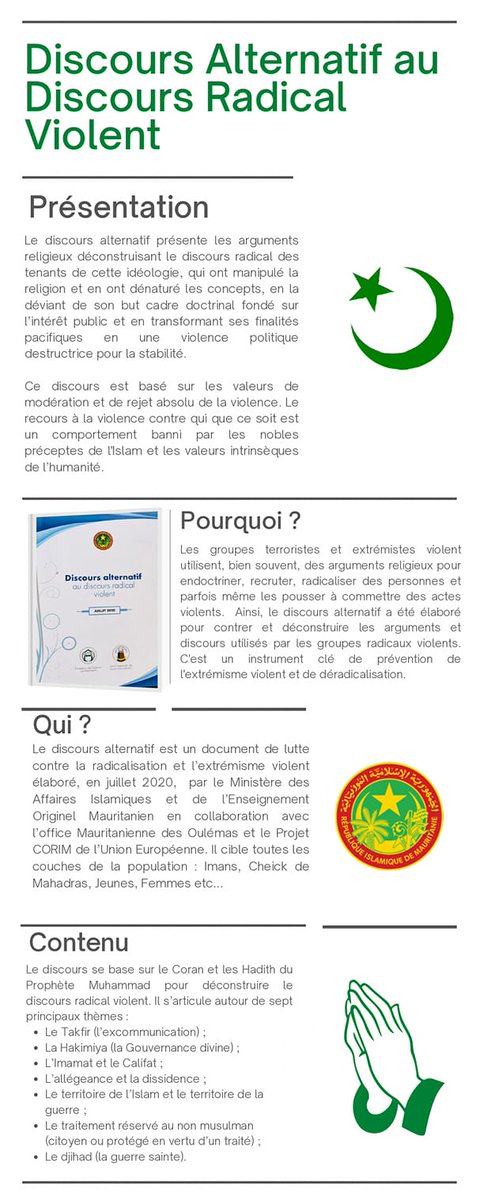G5_Sahel_SE's tweet photo. Nouakchott, 23 mai 2022- Échange d’expérience et partage des bonnes pratiques de l’initiative des Mourchidates (#femmes guides religieuses) dans la prévention de l' #Extrémisme violent et présentation du discours alternatif aux pays du #G5Sahel.1/3
@CellRadG5Sahel https://t.co/QeNmYxV9sv