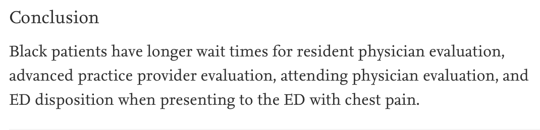 AliRaja_MD's tweet photo. Do #RacialDisparities exist at various time points during an #EmergencyDepartment visit for #ChestPain
Carl Allamby MD, et al. @MyAkronGeneral
https://t.co/3qNIZcwOdv
American Journal #EmergencyMedicine @jem_journal #RacialBias #Inclusion #EDWaitTimes #Diversity https://t.co/XVe7q0inre
