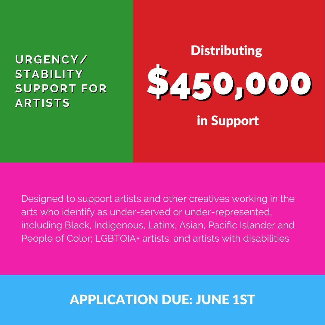 🚨There is still a week left to apply!🚨

If you or someone you know is an artist in Portland who could benefit from financial support, check out this grant opportunity.

Learn more:  racc.org/grants/urgency…