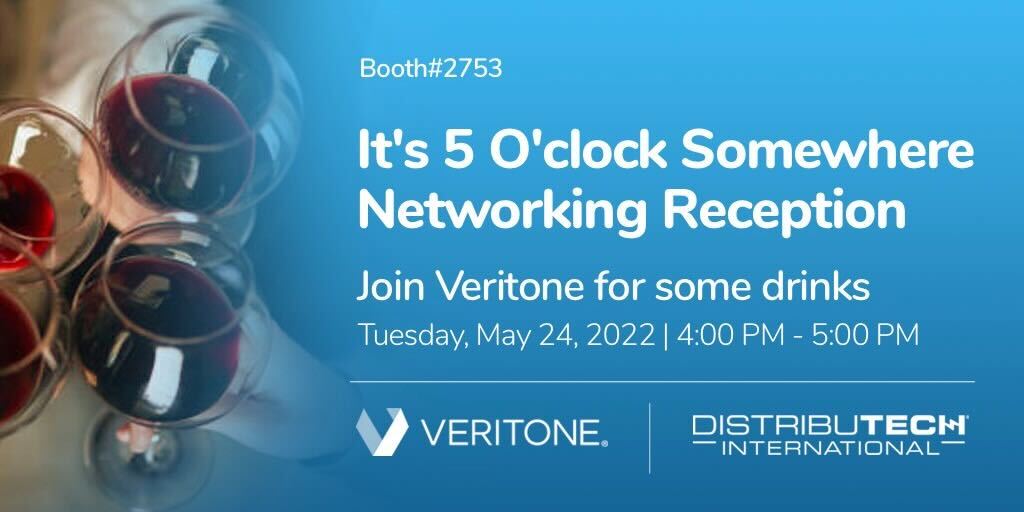 veritoneinc's tweet photo. Are you at #Distributech2022? Visit us at booth 2753 for a #HappyHour between 4:00-5:00 PM to learn how our #iDERMS solution is innovating the industry and paving the way on our collective decarbonization journey.
See you there! 😎🍻 https://t.co/It7BUOemco