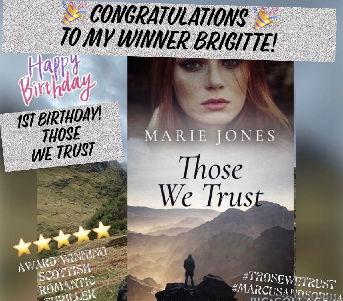 MarieJones14057's tweet photo. 🎉🎉 Congratulations to my winner Brigitte @BrigitteCuyvers who won the signed copy of Those We Trust! Thank you so much to everyone who entered the competition and for your continued support ❤️ @genzpub #bookwinner #BookGiveaway #romanticthriller #scotland #thosewetrust https://t.co/1n8CJcTOcj