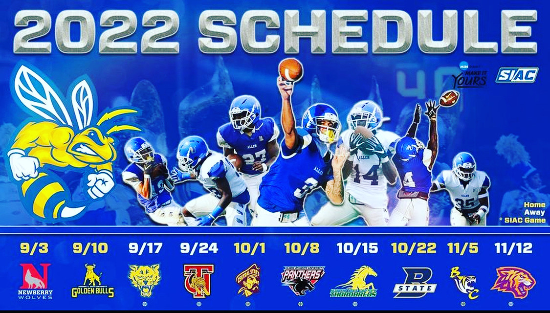 Allen University on Twitter "2022 Football Schedule 💙💛 will