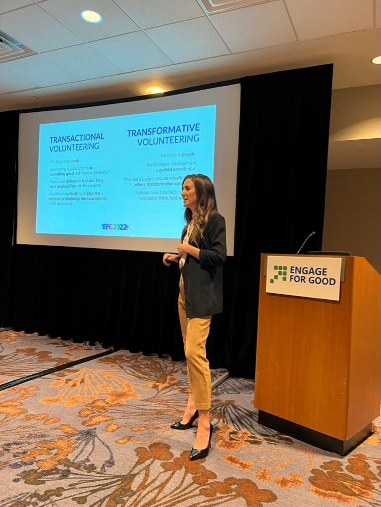 RealizedWorth's tweet image. Did you catch Realized Worth's Co-Founder and CEO, Angela Parker, at #EFG2022? She spoke about Realized Worth's #TransformativeApproach to #EmployeeVolunteering. 

Learn more here: bit.ly/3AuRS0G

#csr #employeevolunteering #corporatecitizenship #socialimpact #esg