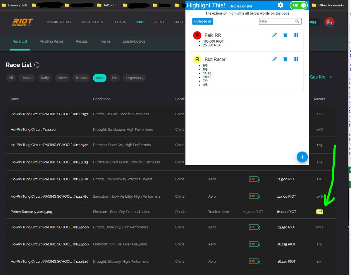 joeaggas's tweet image. Don't like waiting for #riotracers race to fill? Try highlighting those which are near full by using a highlighter chrome extension. #simplehack 
chrome.google.com/webstore/detai…

or can wait for @MetaKhan_ &amp;amp; team to improve the UI.