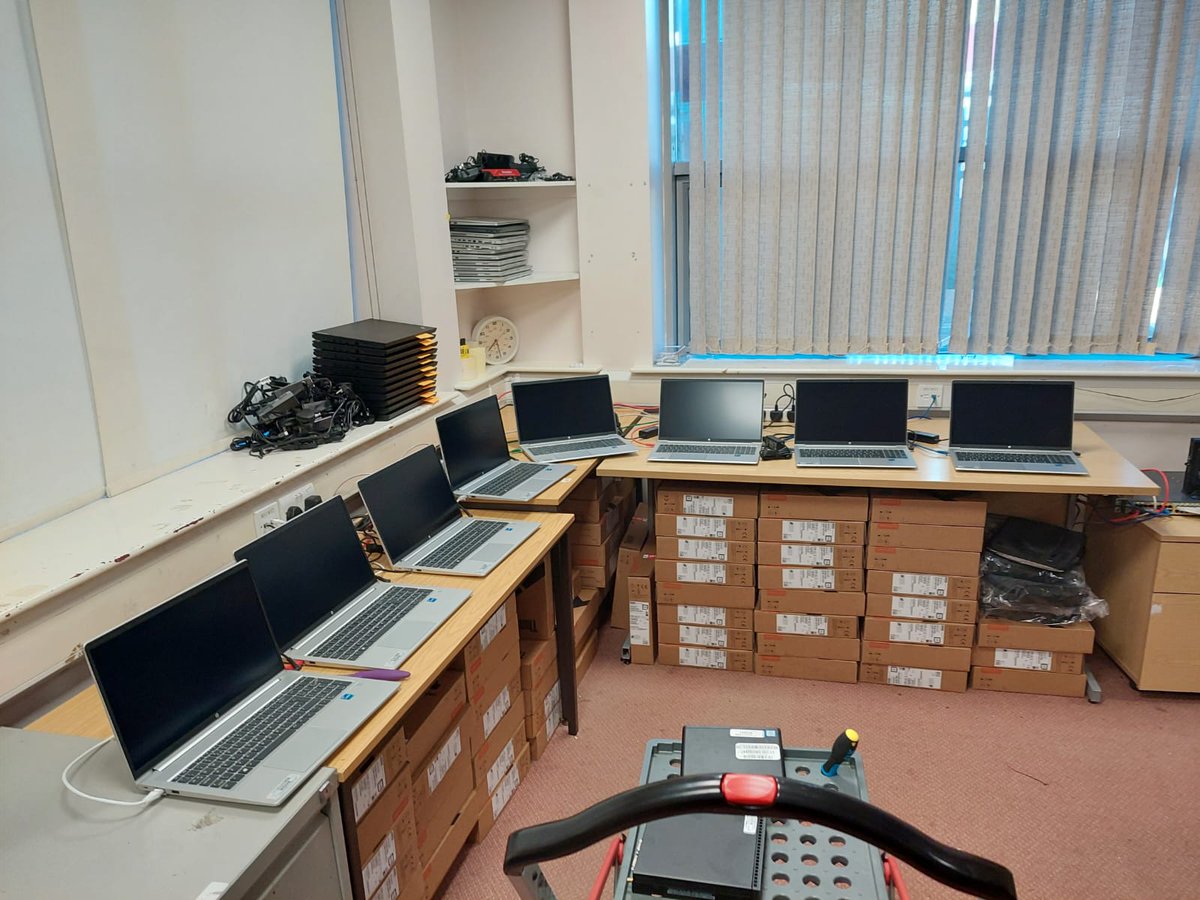 ashakesh's tweet photo. Great work from the team getting new laptops ready for deployment to clinical areas. Still a way to go but super progress 👏 @YSTeachingNHS #collaboration #digitalatwork https://t.co/sAAj5LwWER