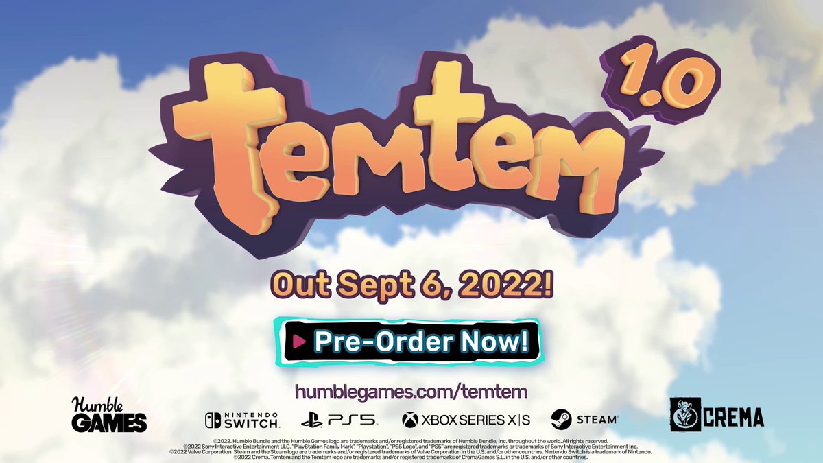 You heard that right!

💥Temtem is fully releasing on September 6th, 2022!💥

This also means Switch and Xbox Series X&amp;S Release, endgame island, and more!

All the juice here: crema.gg/crema/temtems-…