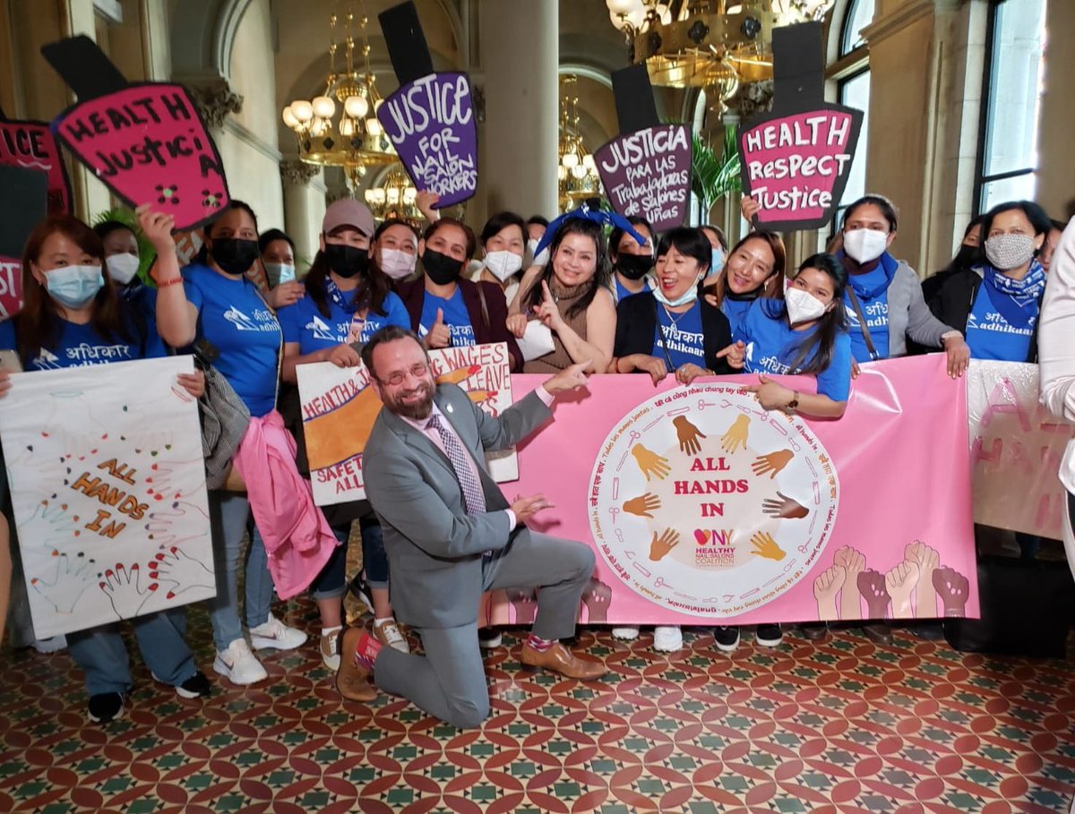 STARTING NOW: We are in Albany rallying for the Nail Salon Minimum Standards Council Act with our #AllHandsIn bill sponsors <a href="/NYSenatorRamos/">NY Senator Jessica Ramos</a> and <a href="/HarryBBronson/">Harry B. Bronson</a>!

This bill with give workers and salon owners a *real* voice at work to make changes and build a better industry!