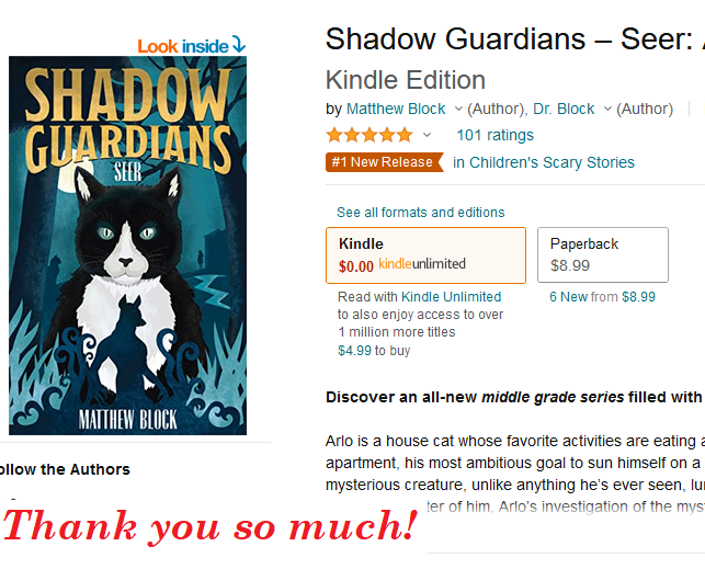 Yay! Shadow Guardians has over 100 reviews!!! Thank you all for your support. mybook.to/SG1