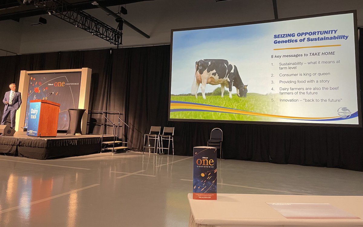 Bob_at_Alltech's tweet photo. Great presentation from @NorbreckG at #alltechone on sustainable beef from the dairy herd #alltecheurope https://t.co/koTDircqPX