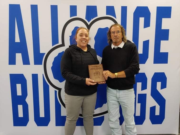 Yesterday Tom Timbers was presented the Charles J. Sherlock Senior Citizen Booster Award! Tom is one of the #AllianceBulldogs biggest fans! Thank you for all of your support Tom, this award is well deserved!