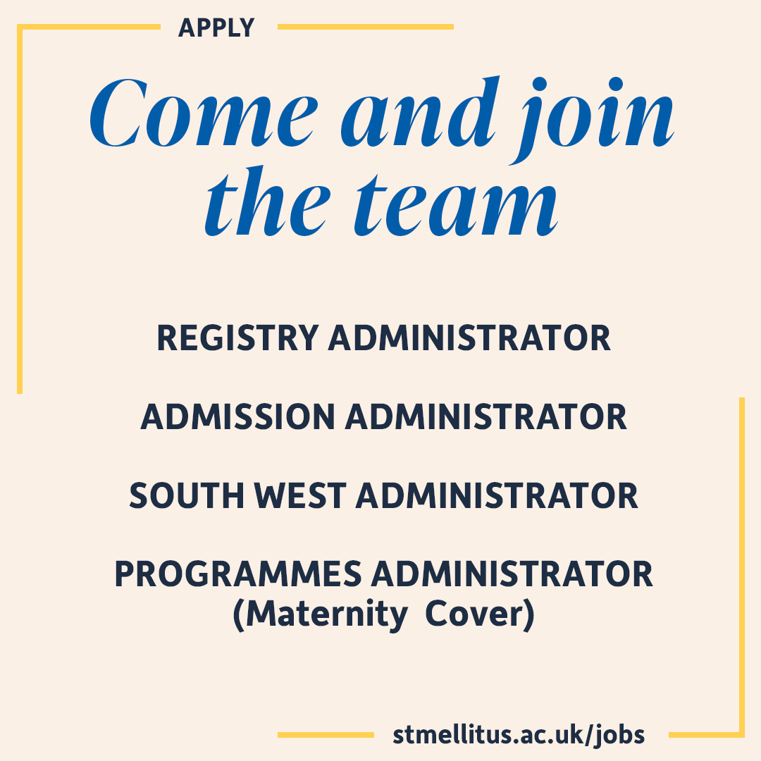 stmellitus's tweet image. Do you love to use your gifts to support and release others, and to see people equipped in their callings? Do you have a heart for administration? 

We are currently recruiting for important 4 posts in the team. For more information and to apply stmellitus.ac.uk/jobs