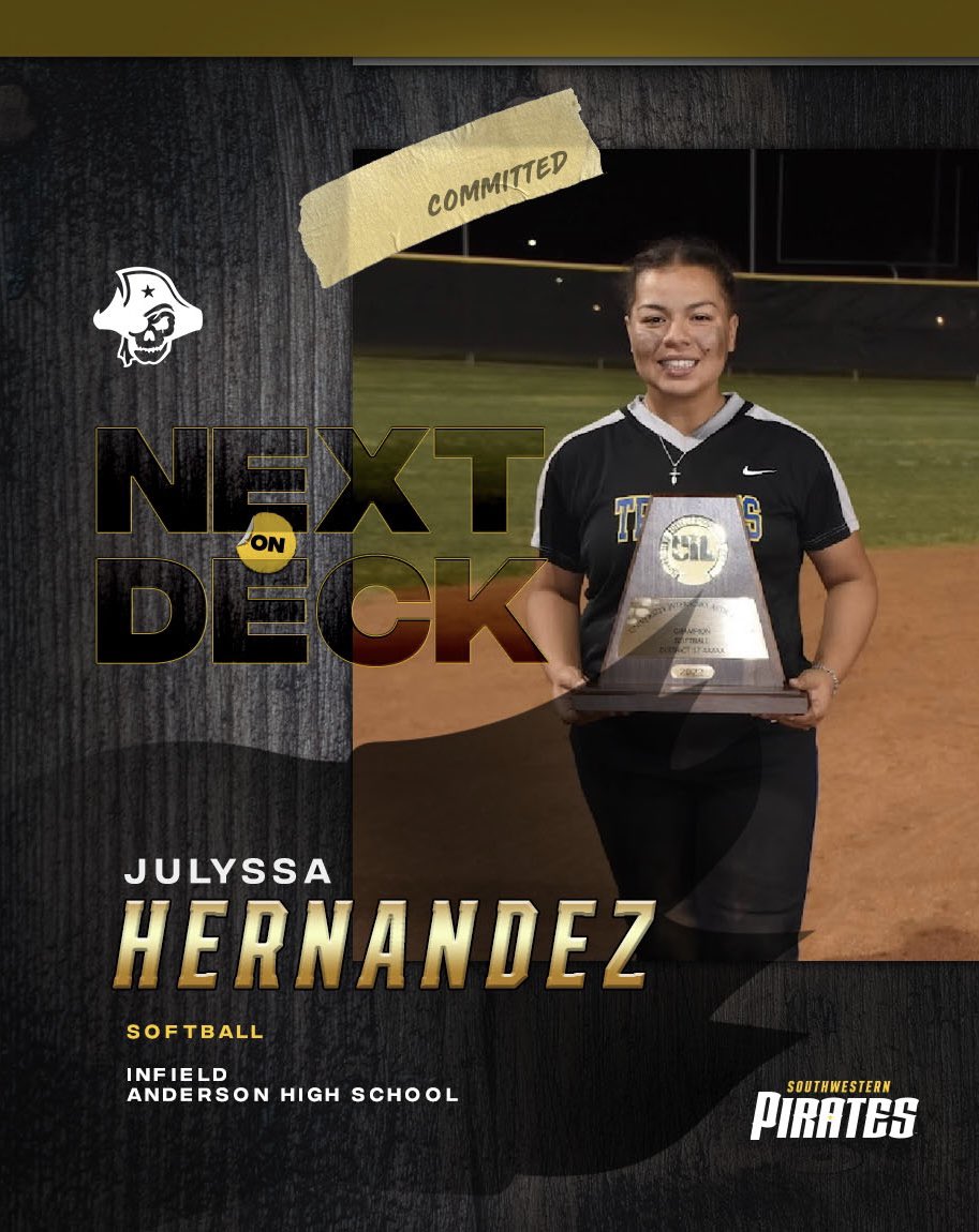 Join us in welcoming Julyssa Hernandez to the Pirate Softball family! Juju is an infielder from Anderson HS #GoPirates 🏴‍☠️