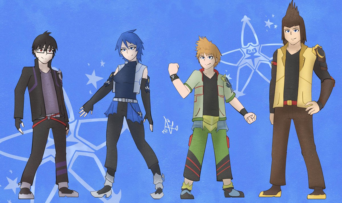 fvm_arts's tweet photo. It took far too long, but here they are, The Wayfinder Trio and Kai with new outfits!

#fvmarts #fanart #originalcharacter #digitalart #illustration #videogames #KingdomHearts #KH #KingdomHeartsBirthBySleep #KHsona #oc #fvm_arts #ArtistOnTwitter https://t.co/P48aES8TbA