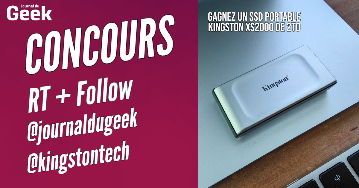 JournalDuGeek's tweet photo. 🎁#CONCOURS 🎁
Tentez de gagner un SSD portable Kingston XS2000 2To !
👉 Pour participer: RT &amp; Follow @journaldugeek + @kingstontech 
👉 Découvrez notre test : https://t.co/j7pBCGfGVN
🍀 Bonne chance à tous ! https://t.co/SJ9nj4YMU5