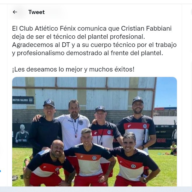 sebalisiecki's tweet photo. "Fénix no tiene DT". Literal

Dirigió 38 partidos: ganó 6 y perdió 15.

"Argentina en la Copa América la va a pasar mal porque no tiene DT. Scaloni no está capacitado para dirigir".

Je https://t.co/GbFYHVptmw