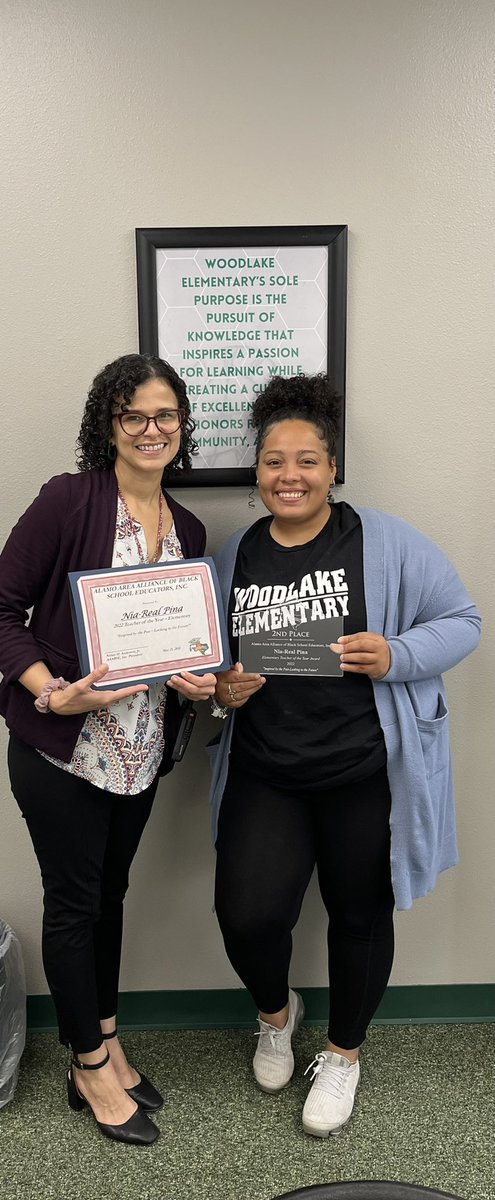 Teacherdiva1's tweet photo. @AaabseE 2nd Place Elementary AAABSE TOTY. Congratulations Ms. Niareal Pina and her proud principal Ms. Rivera-Casarez. https://t.co/oFXPqHkeER