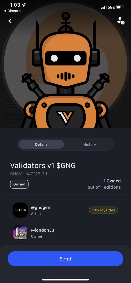 Got my rewards the other day for holding my <a href="/MetaBricks_NFT/">Meta-Bricks 🧱⚡</a> and also won this special edition Gnogen <a href="/ValidatorsNFT/">VALIDATORS // GNG MINERS ⚔️</a>! Thank you so much! I’m Beyond blessed!! I remember smoking my 1st discord bowl in the 🧱boys discord! We made the smokers channel! Ha 🚀🌝! Thanks again!!