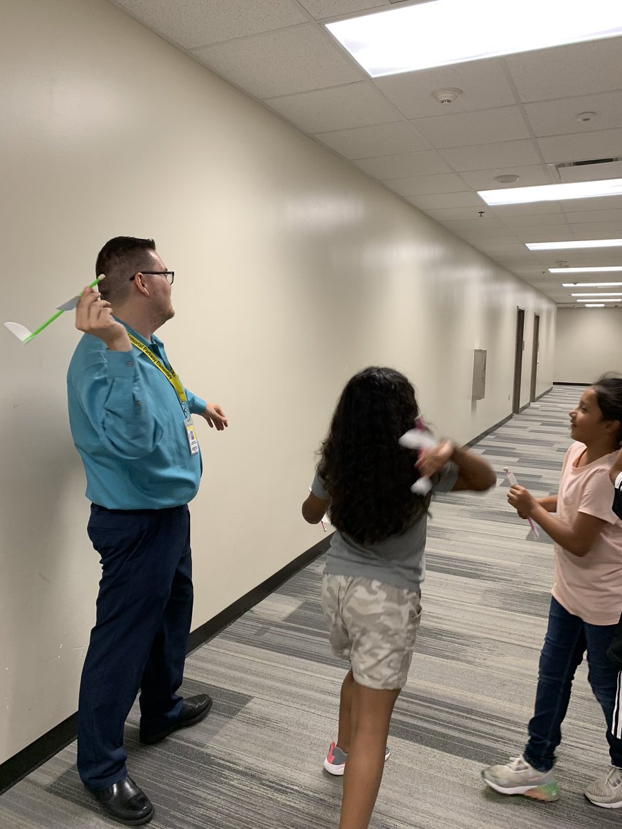Foam Plate Gliders in the science lab with 2nd (almost 3rd) graders this week!