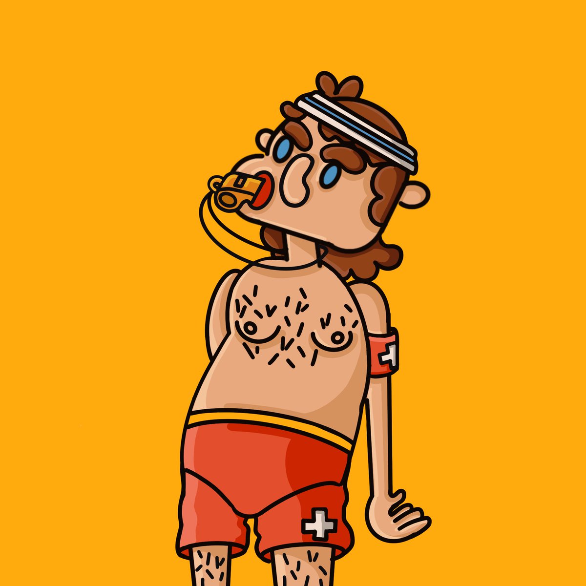 Taylor, our lifeguard!! He rarely gets to work on time and instead of paying attention to what's going on in the pool he's busier flirting with the ladies on the terrace. His mother forced him to have this job in the summer to learn about responsibility.  #NFTGiveaway   #NFT