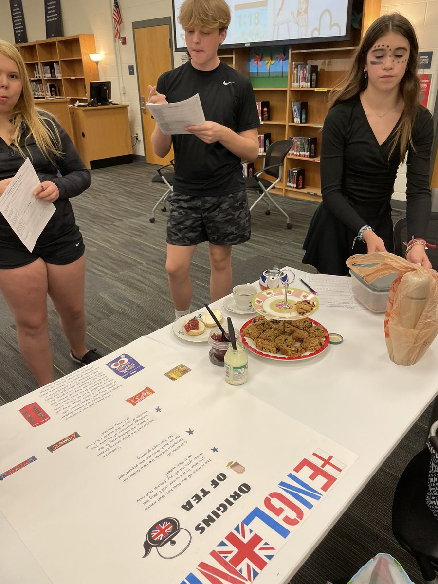 emmaelockard's tweet photo. Blown away by passion project presentations taking place in 8th grade literacy. I learned new things about basketball, brownies, theater, and English tea! A fun way to talk about what we love and learn a little, too. Way to go @MsBinghamELA and @S_Collins28 #CSTFinishLine https://t.co/Bd6J8ZxWu8